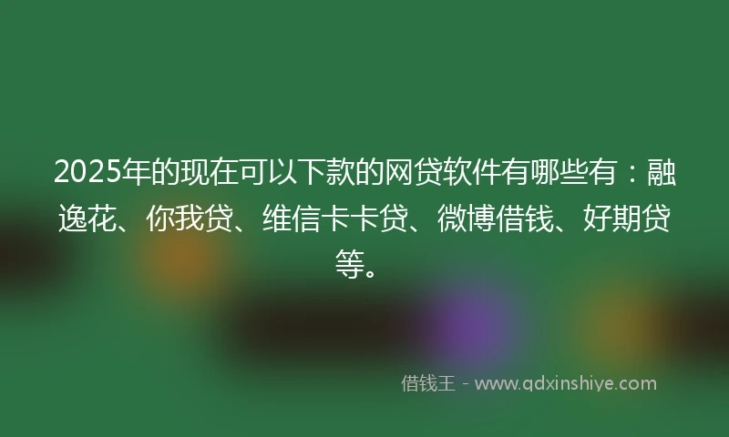 2025年的现在可以下款的网贷软件有哪些有：融逸花、你我贷、维信卡卡贷、微博借钱、好期贷等。