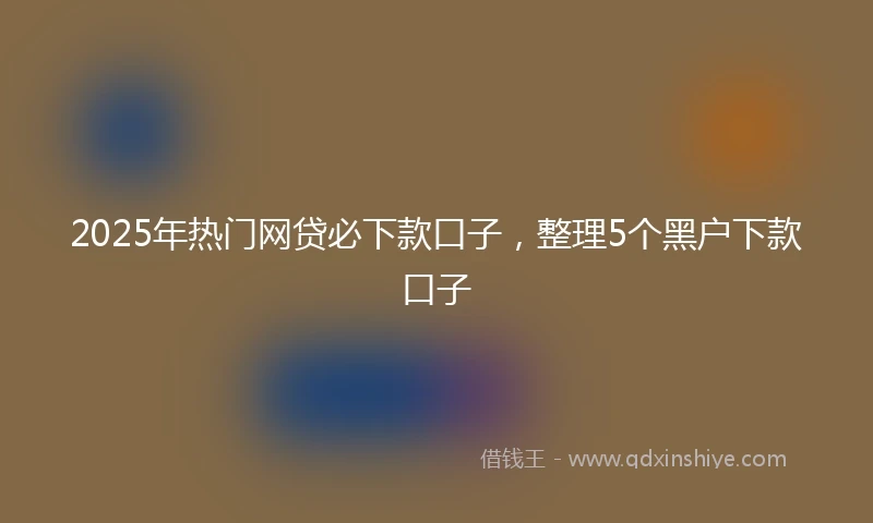 2025年热门网贷必下款口子，整理5个黑户下款口子