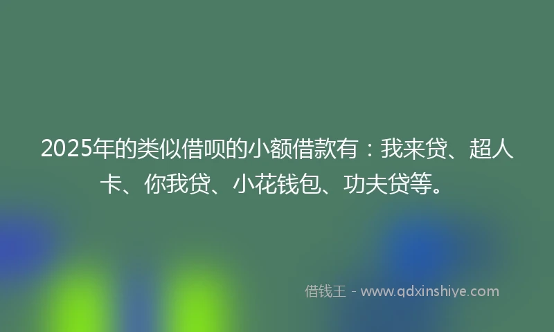 2025年的类似借呗的小额借款有：我来贷、超人卡、你我贷、小花钱包、功夫贷等。