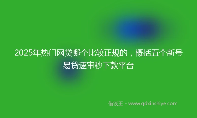 2025年热门网贷哪个比较正规的，概括五个新号易贷速审秒下款平台