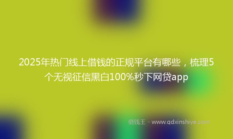 2025年热门线上借钱的正规平台有哪些，梳理5个无视征信黑白100%秒下网贷app