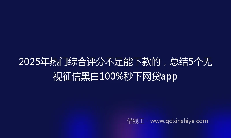 2025年热门综合评分不足能下款的，总结5个无视征信黑白100%秒下网贷app