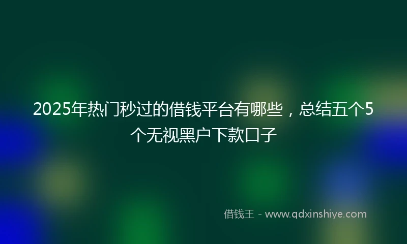 2025年热门秒过的借钱平台有哪些，总结五个5个无视黑户下款口子