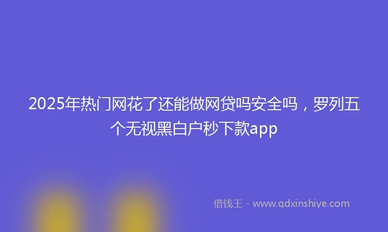 2025年热门网花了还能做网贷吗安全吗，罗列五个无视黑白户秒下款app