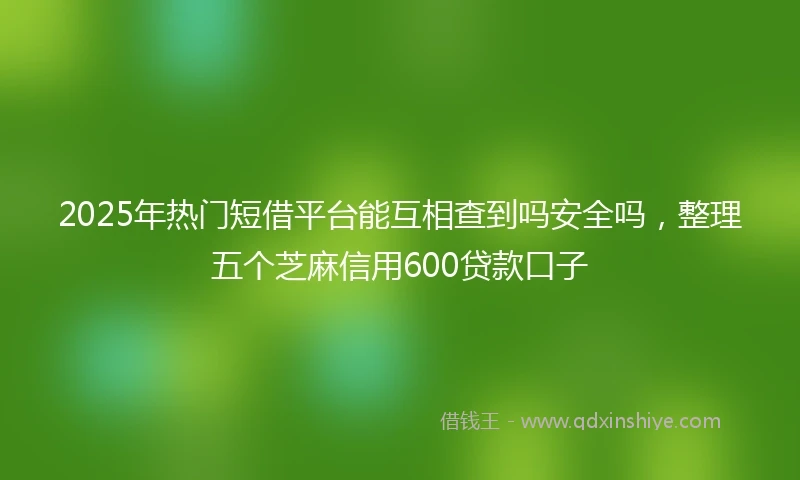2025年热门短借平台能互相查到吗安全吗，整理五个芝麻信用600贷款口子