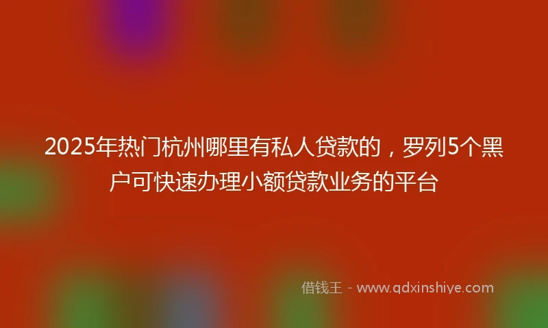 2025年热门杭州哪里有私人贷款的，罗列5个黑户可快速办理小额贷款业务的平台
