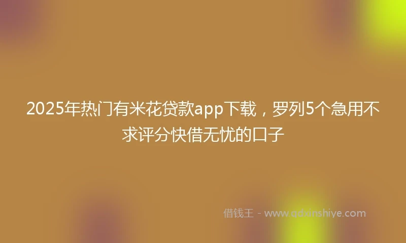 2025年热门有米花贷款app下载，罗列5个急用不求评分快借无忧的口子