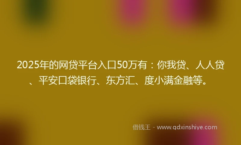 2025年的网贷平台入口50万有：你我贷、人人贷、平安口袋银行、东方汇、度小满金融等。