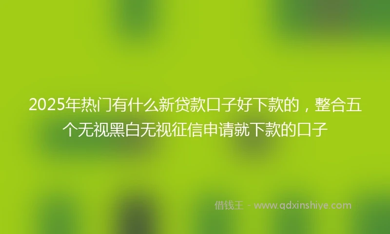 2025年热门有什么新贷款口子好下款的，整合五个无视黑白无视征信申请就下款的口子