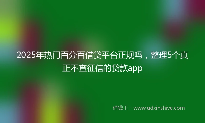 2025年热门百分百借贷平台正规吗，整理5个真正不查征信的贷款app