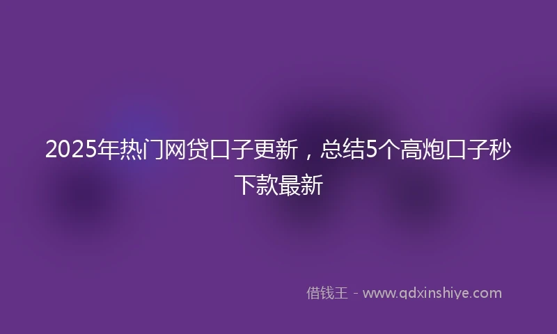 2025年热门网贷口子更新，总结5个高炮口子秒下款最新