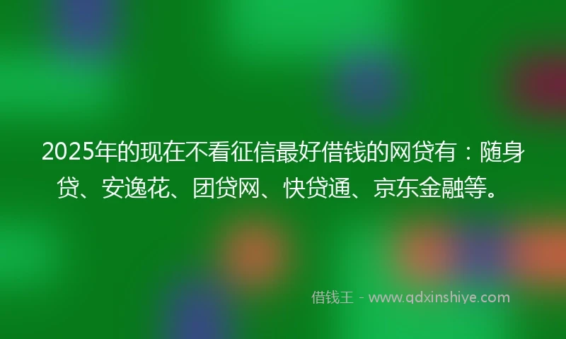 2025年的现在不看征信最好借钱的网贷有：随身贷、安逸花、团贷网、快贷通、京东金融等。