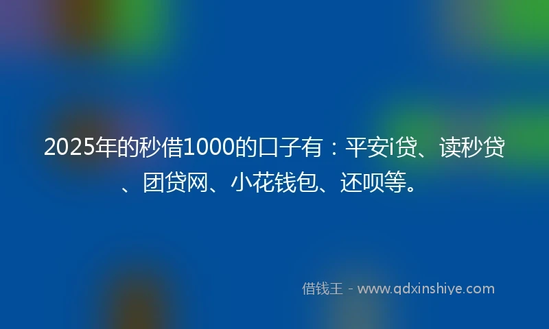 2025年的秒借1000的口子有：平安i贷、读秒贷、团贷网、小花钱包、还呗等。