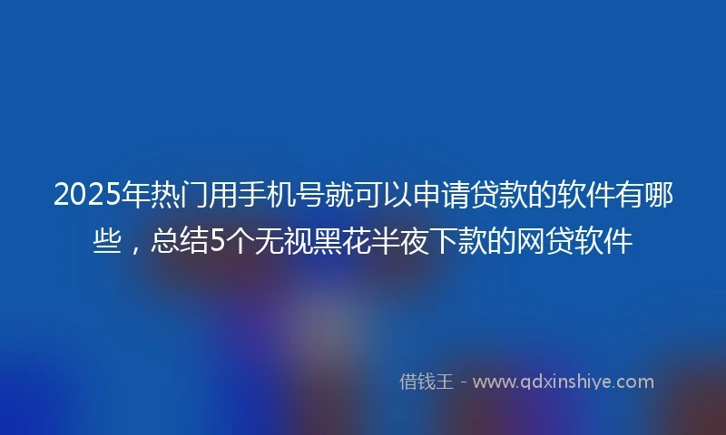 2025年热门用手机号就可以申请贷款的软件有哪些，总结5个无视黑花半夜下款的网贷软件