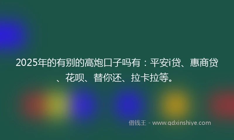 2025年的有别的高炮口子吗有：平安i贷、惠商贷、花呗、替你还、拉卡拉等。