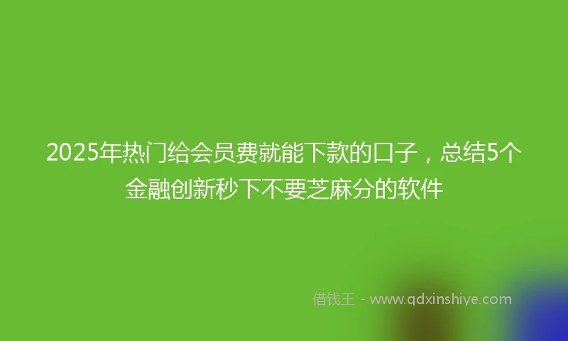 2025年热门给会员费就能下款的口子，总结5个金融创新秒下不要芝麻分的软件