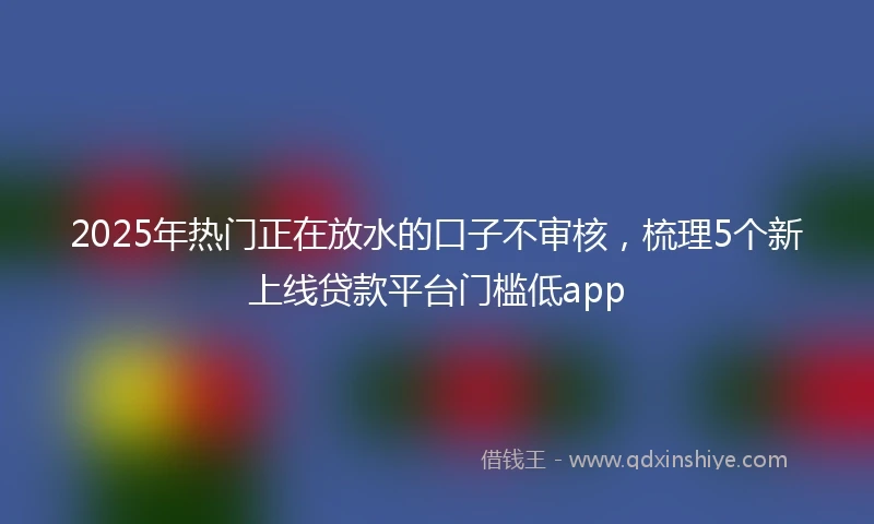 2025年热门正在放水的口子不审核，梳理5个新上线贷款平台门槛低app