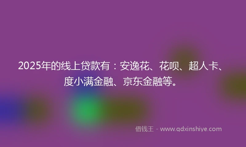 2025年的线上贷款有：安逸花、花呗、超人卡、度小满金融、京东金融等。