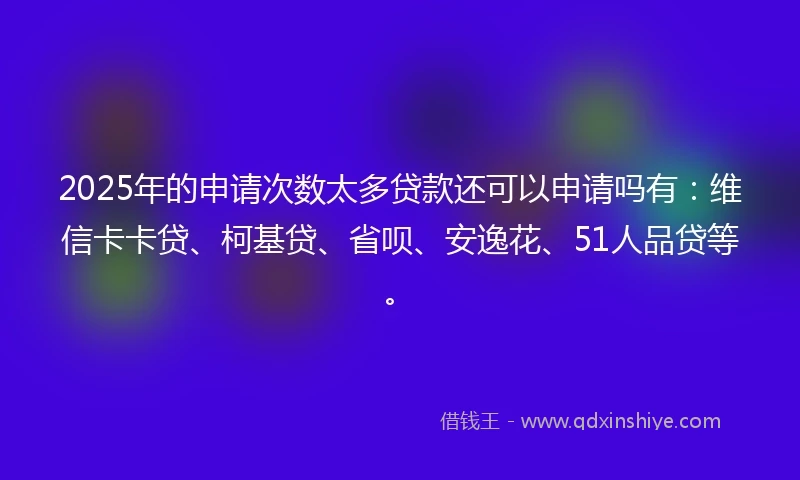 2025年的申请次数太多贷款还可以申请吗有：维信卡卡贷、柯基贷、省呗、安逸花、51人品贷等。