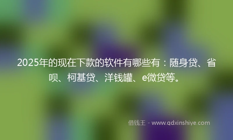 2025年的现在下款的软件有哪些有：随身贷、省呗、柯基贷、洋钱罐、e微贷等。
