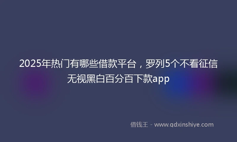 2025年热门有哪些借款平台，罗列5个不看征信无视黑白百分百下款app