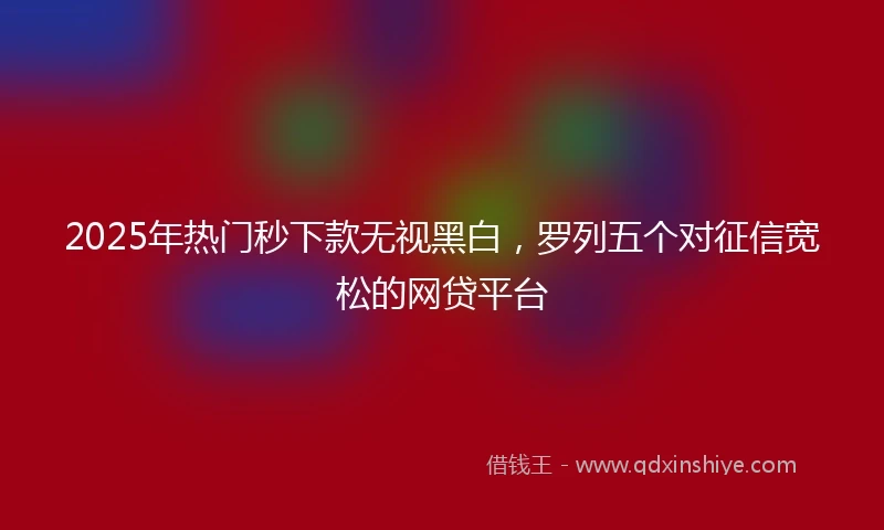 2025年热门秒下款无视黑白，罗列五个对征信宽松的网贷平台