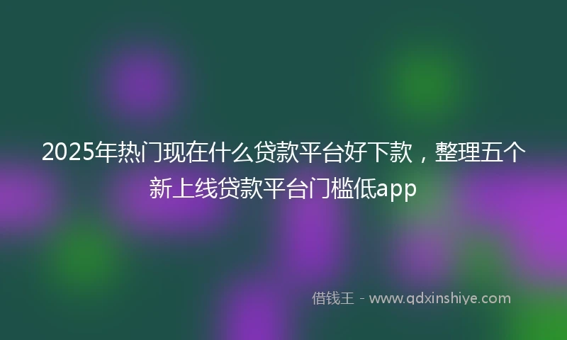 2025年热门现在什么贷款平台好下款，整理五个新上线贷款平台门槛低app