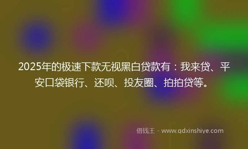 2025年的极速下款无视黑白贷款有：我来贷、平安口袋银行、还呗、投友圈、拍拍贷等。