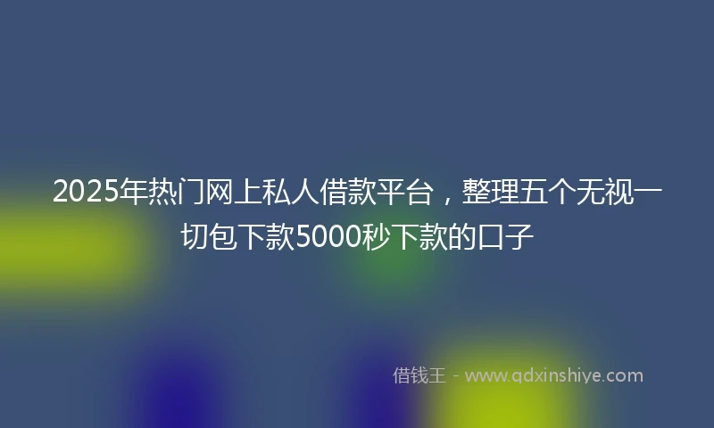 2025年热门网上私人借款平台，整理五个无视一切包下款5000秒下款的口子