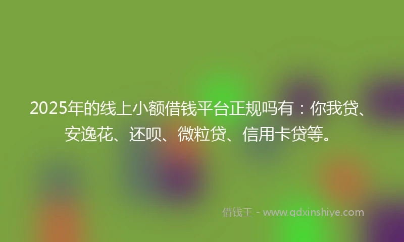 2025年的线上小额借钱平台正规吗有：你我贷、安逸花、还呗、微粒贷、信用卡贷等。