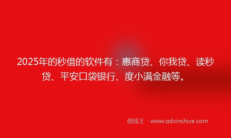 2025年的秒借的软件有：惠商贷、你我贷、读秒贷、平安口袋银行、度小满金融等。