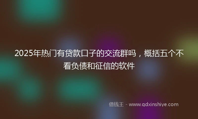2025年热门有贷款口子的交流群吗，概括五个不看负债和征信的软件