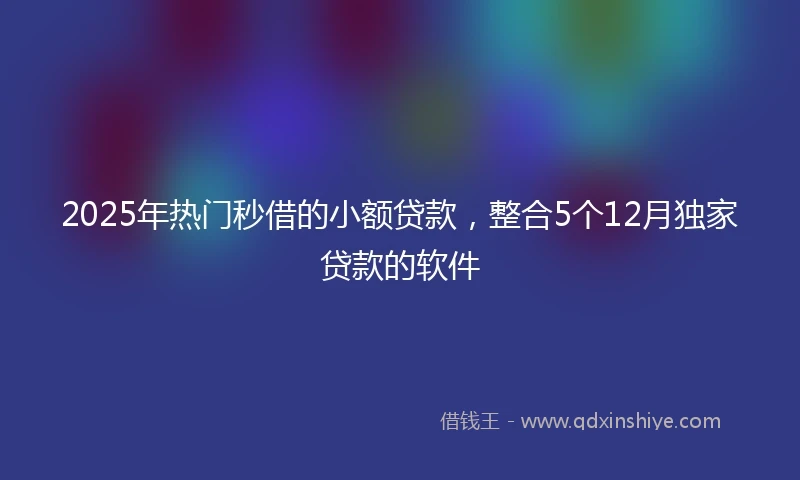 2025年热门秒借的小额贷款，整合5个12月独家贷款的软件