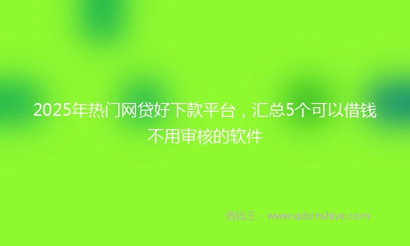 2025年热门网贷好下款平台，汇总5个可以借钱不用审核的软件