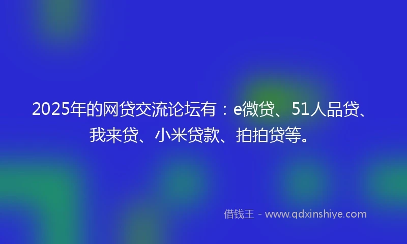 2025年的网贷交流论坛有：e微贷、51人品贷、我来贷、小米贷款、拍拍贷等。