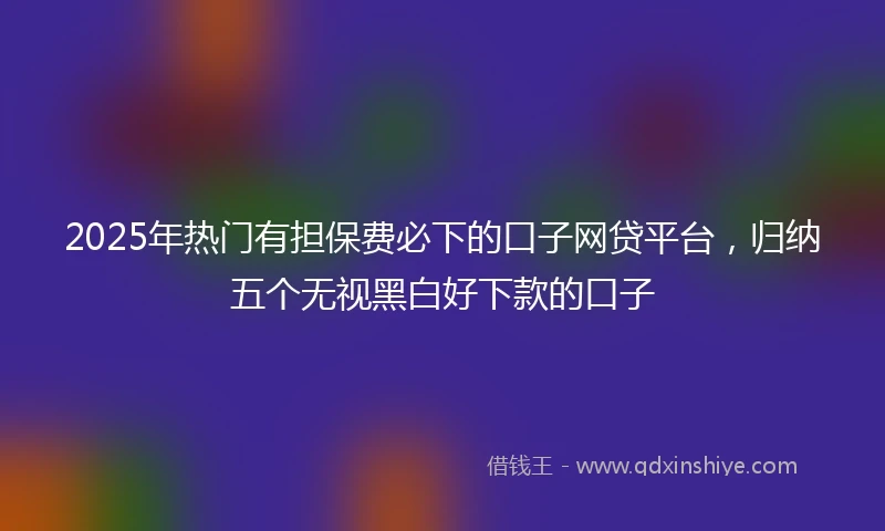 2025年热门有担保费必下的口子网贷平台，归纳五个无视黑白好下款的口子