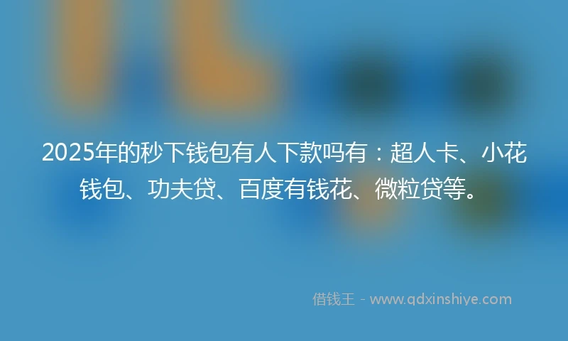 2025年的秒下钱包有人下款吗有：超人卡、小花钱包、功夫贷、百度有钱花、微粒贷等。