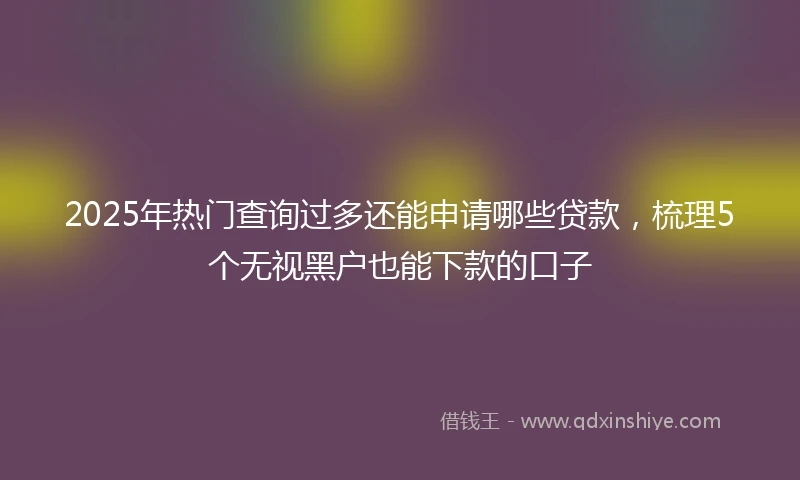 2025年热门查询过多还能申请哪些贷款，梳理5个无视黑户也能下款的口子