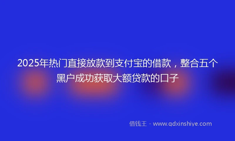 2025年热门直接放款到支付宝的借款，整合五个黑户成功获取大额贷款的口子