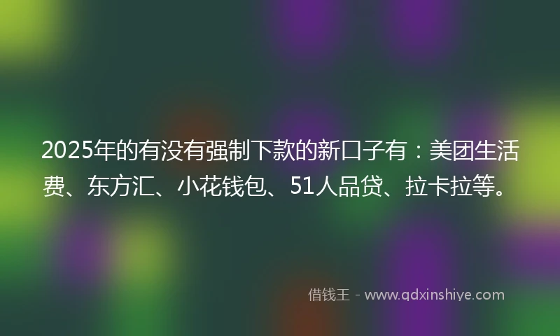 2025年的有没有强制下款的新口子有：美团生活费、东方汇、小花钱包、51人品贷、拉卡拉等。