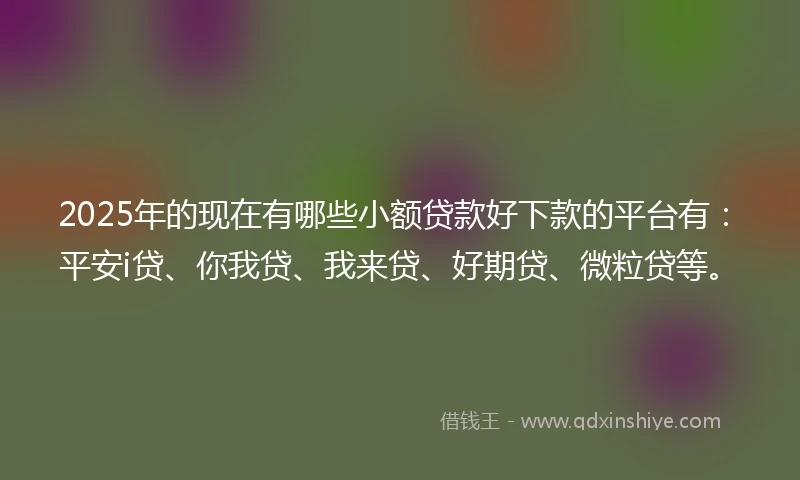 2025年的现在有哪些小额贷款好下款的平台有：平安i贷、你我贷、我来贷、好期贷、微粒贷等。