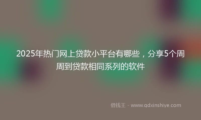 2025年热门网上贷款小平台有哪些，分享5个周周到贷款相同系列的软件