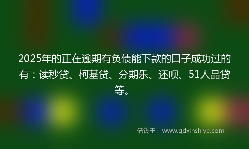 2025年的正在逾期有负债能下款的口子成功过的有：读秒贷、柯基贷、分期乐、还呗、51人品贷等。