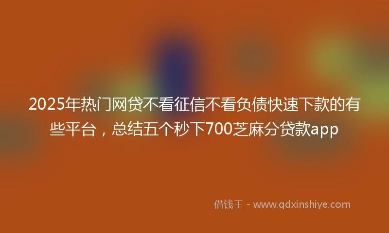2025年热门网贷不看征信不看负债快速下款的有些平台，总结五个秒下700芝麻分贷款app