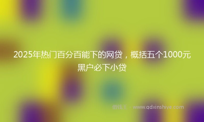 2025年热门百分百能下的网贷，概括五个1000元黑户必下小贷