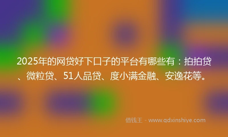 2025年的网贷好下口子的平台有哪些有：拍拍贷、微粒贷、51人品贷、度小满金融、安逸花等。