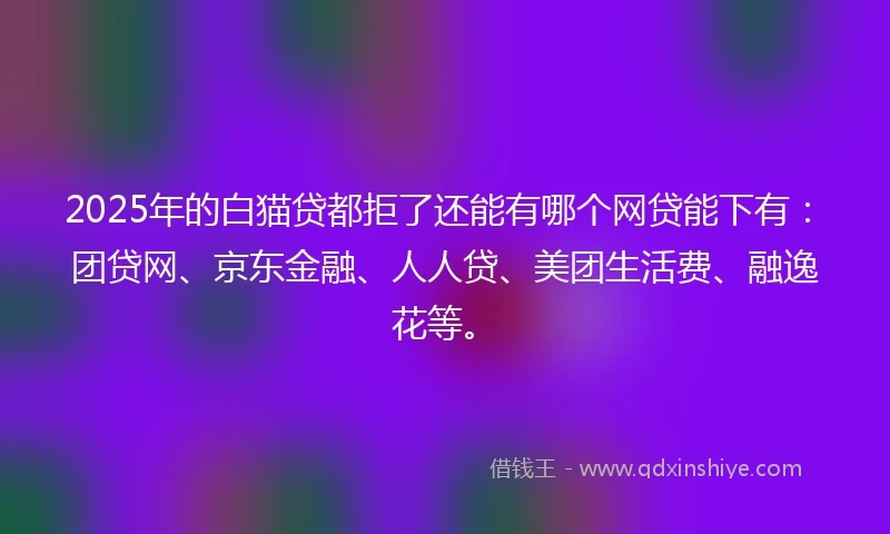 2025年的白猫贷都拒了还能有哪个网贷能下有：团贷网、京东金融、人人贷、美团生活费、融逸花等。