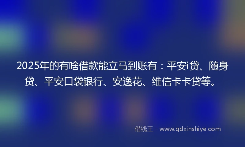 2025年的有啥借款能立马到账有：平安i贷、随身贷、平安口袋银行、安逸花、维信卡卡贷等。