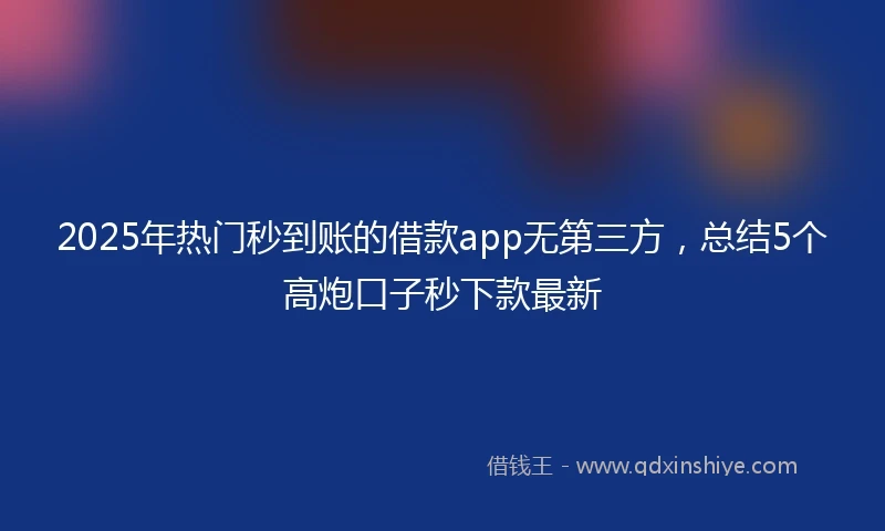 2025年热门秒到账的借款app无第三方，总结5个高炮口子秒下款最新