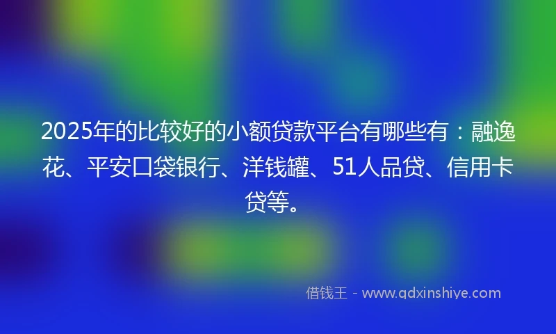 2025年的比较好的小额贷款平台有哪些有：融逸花、平安口袋银行、洋钱罐、51人品贷、信用卡贷等。
